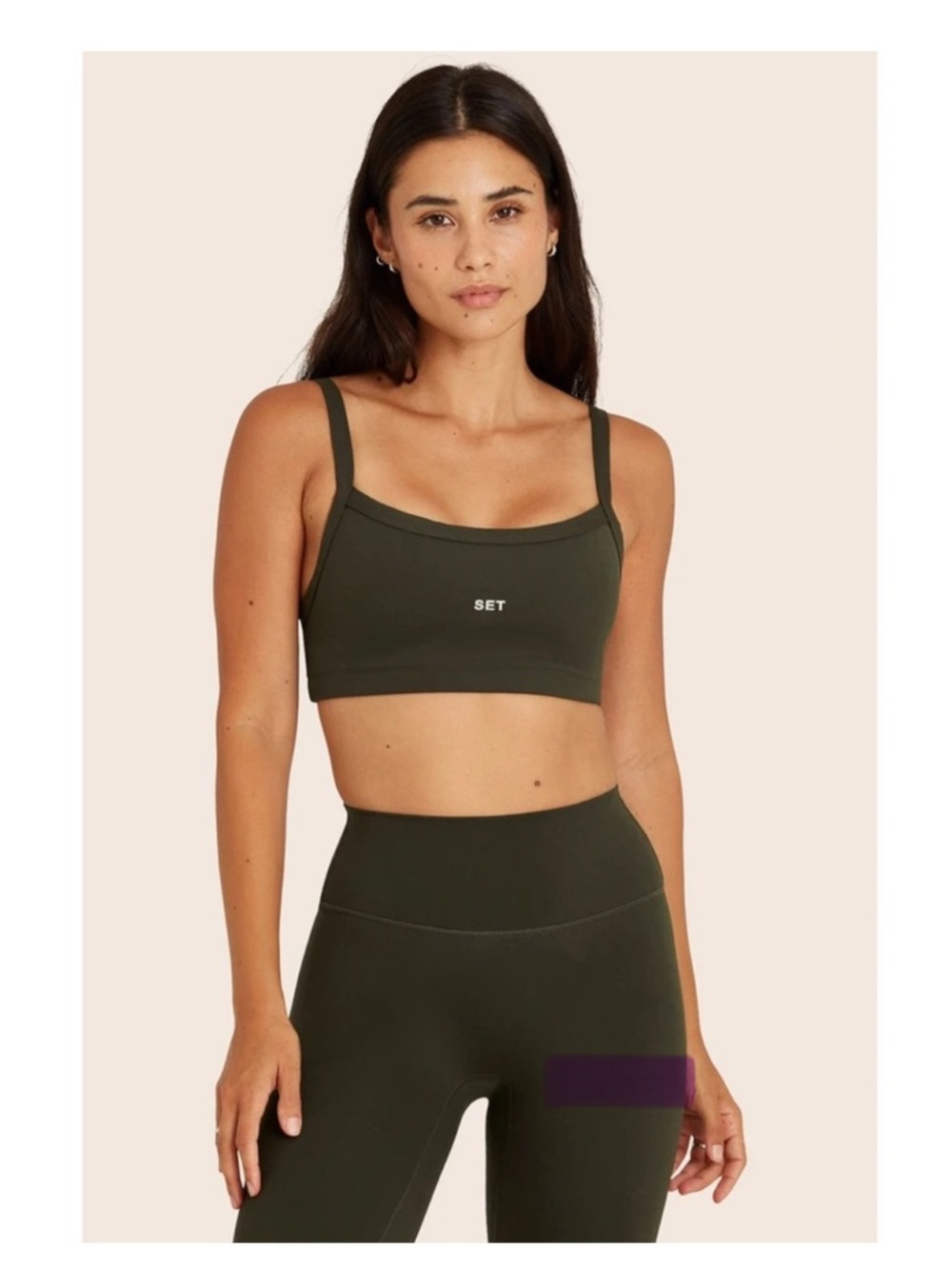 Dark Army Green Set Active Sport Body High Rise Leggings Size S